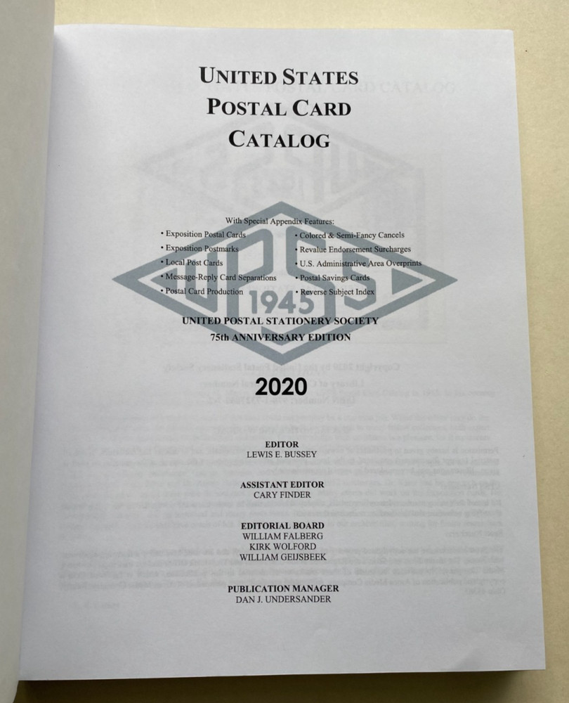 UPSS 2020 United States Postal Card Catalog