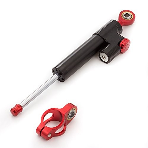 Motorcycle Adjustable Universal Steering Damper Stabilizer Control black+red
