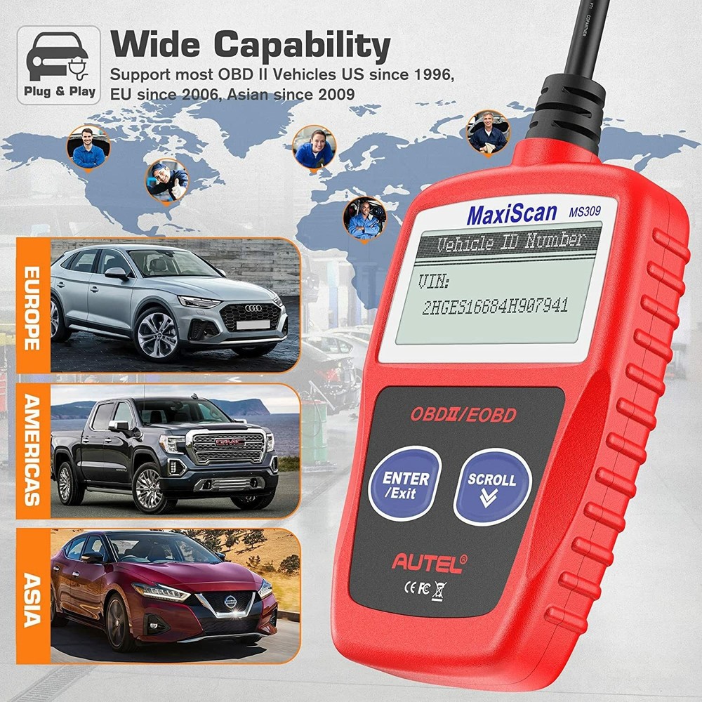 Autel MaxiScan MS309 OBD2 Scanner Enhanced Engine Fault Code Reader