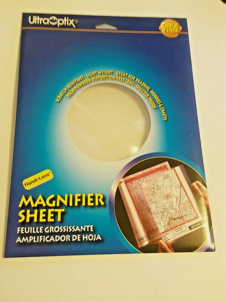 ULTRA OPTIX Magnifier Sheet 8 1/4" x 11" Scratch Resistant Light Weight NEW