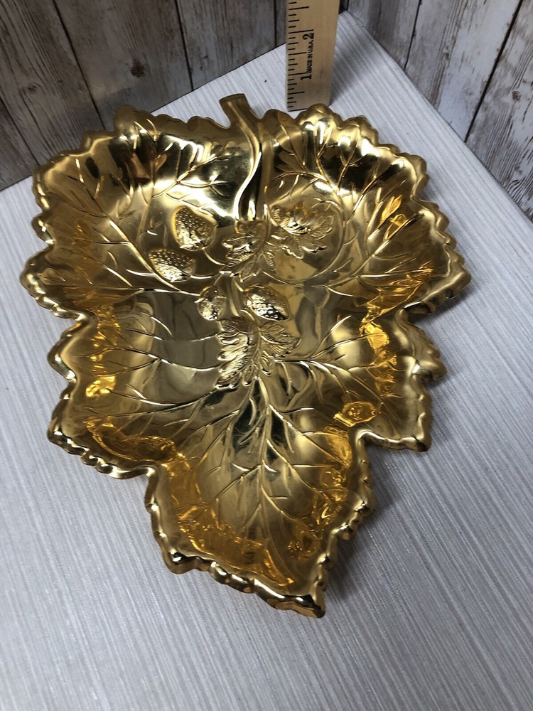WMF-IKORA LEAF DISH 24K GOLDPLATED Shaped Trinket Dish Strawberry Design
