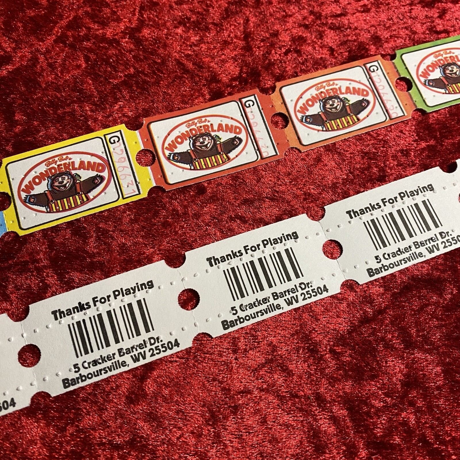 Lot Of 10 Billy Bob’s Wonderland Tickets Rock-afire Explosion / ShowBiz Pizza