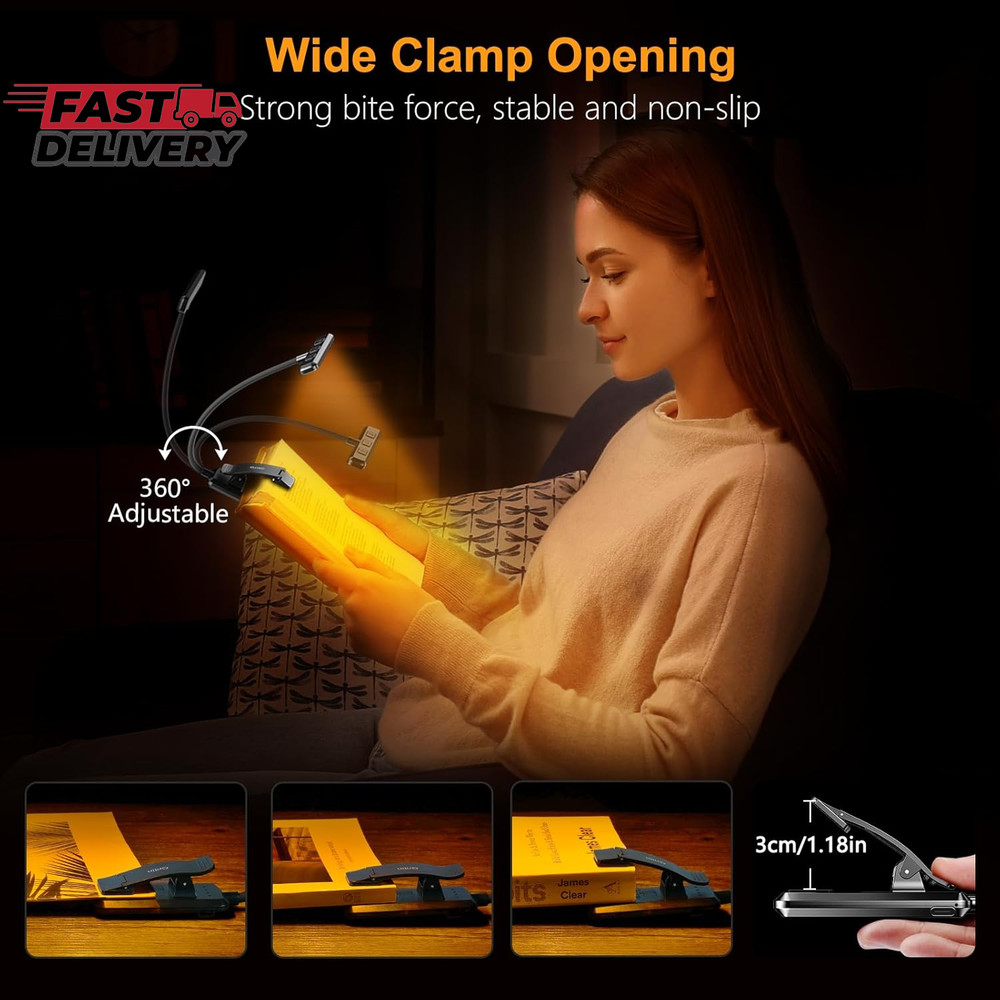 Gritin 19 LED Rechargeable Book Light for Reading in Bed with Memory Function- E