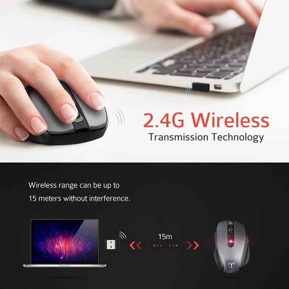 Happy Fit 2.4G Wireless Mouse Portable Mobile Optical Mouse with USB Receiver...