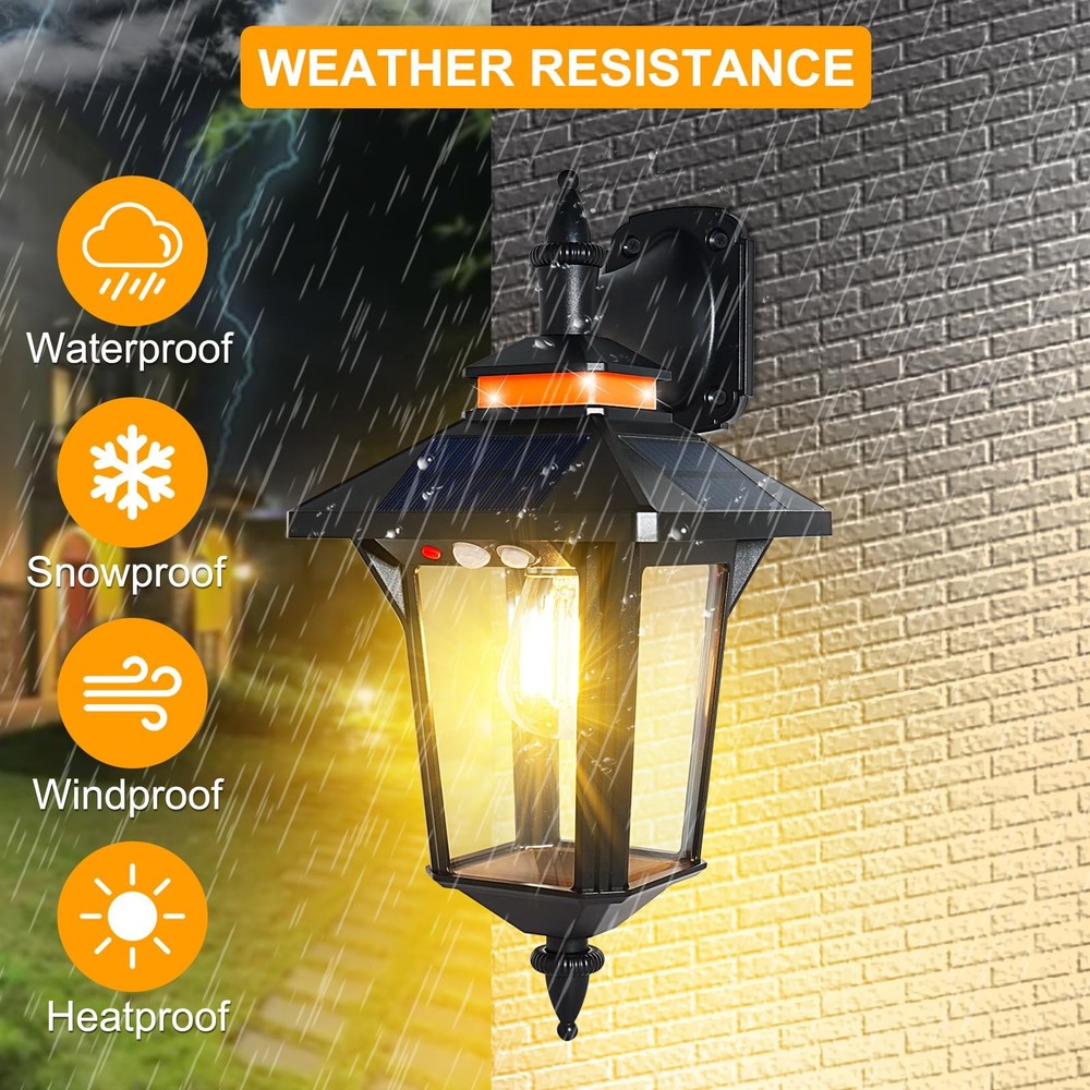 2 Pack Solar Wall Lantern Lights Outdoor with 3 (2 Pack)