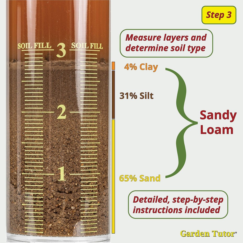 Soil Texture Test Kit Test Soil Structure Calibrated Testing Jar Measure Soil La