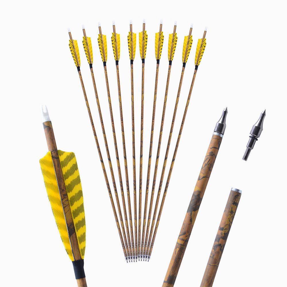 30" Carbon Arrows Camo SP500 Turkey Feather Removable Tips Compound Bow Target