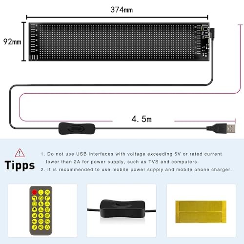 LED Sign for Car - 7"x3" Flexible LED Matrix Panel | DIY Programmable Small