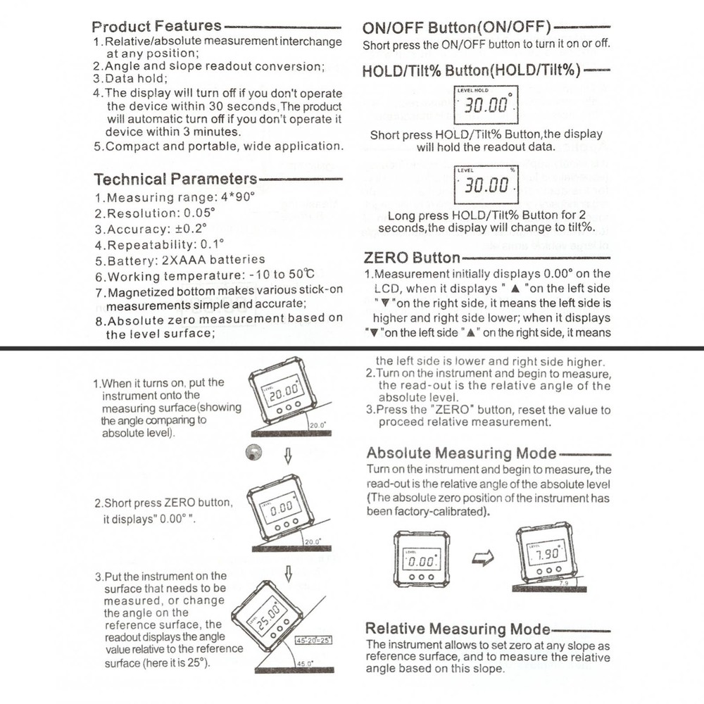 Digital Level Angle Gauge Meter Magnetic Electronic Level Angle Finder