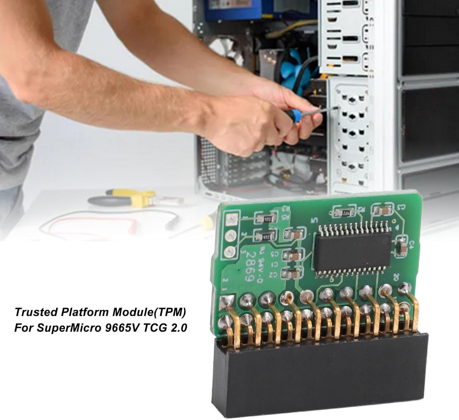 20Pin TPM 2.0 Module for Supermicro AOM TPM 9665V TCG 2.0, Vertical Trusted Mod