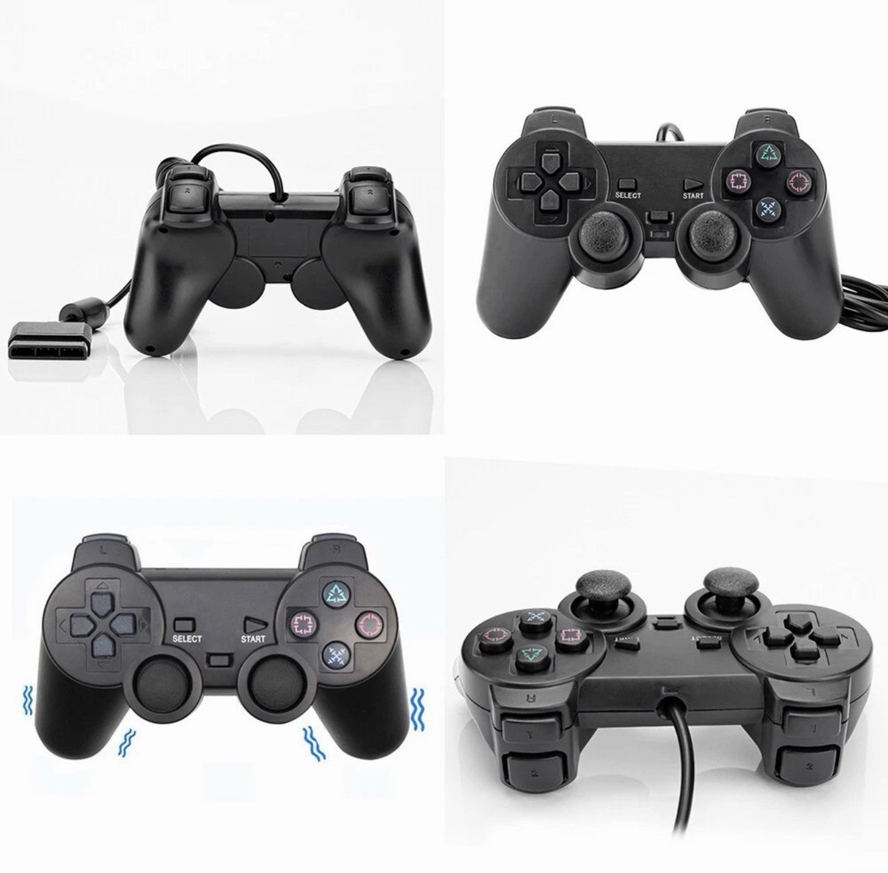 US 2 Pack Controller For PlayStation 2 PS2 Wired Black Joystick Joypad