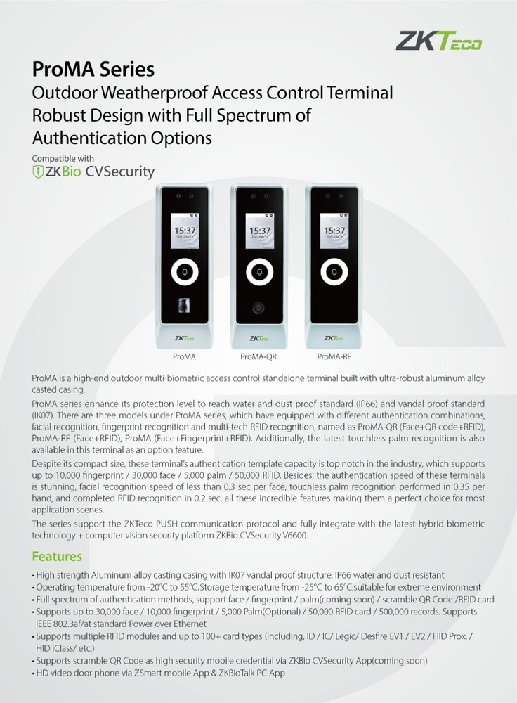 Outdoor Standalone QR code and Face Recognition Reader