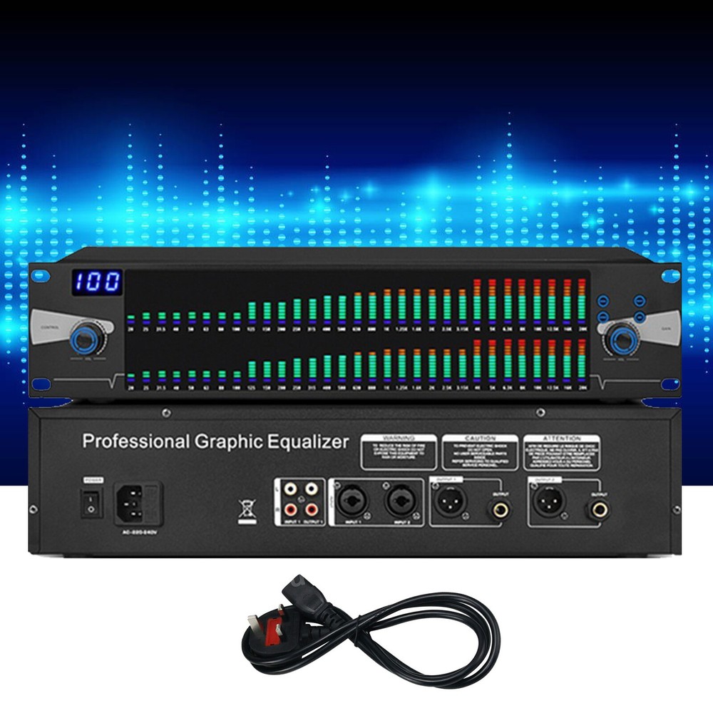 Professional Graphics Equalizer Audio Processor Dual 31-Band Spectrum Display Bg