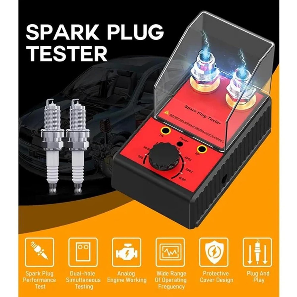 Dual Hole 12V Car Spark Plug Tester Ignition Plug Analyzer Diagnostic Detector