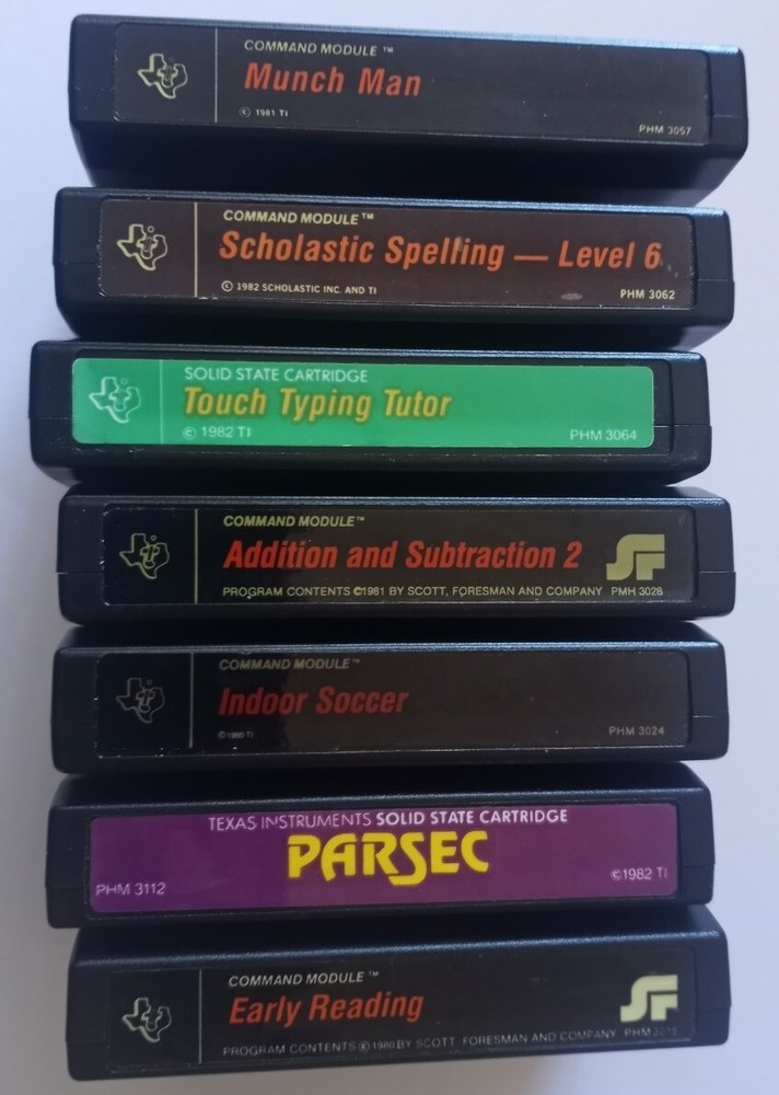 Lot of (7) Texas Instruments Home Computer Command Modules- Reading, Math, Games