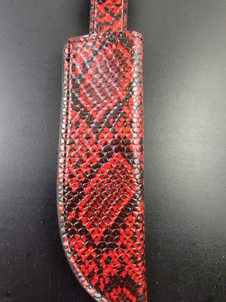 Buck Knives 119 Sheath Right Pull with Authentic FAUX RED PYTHON SKIN leather