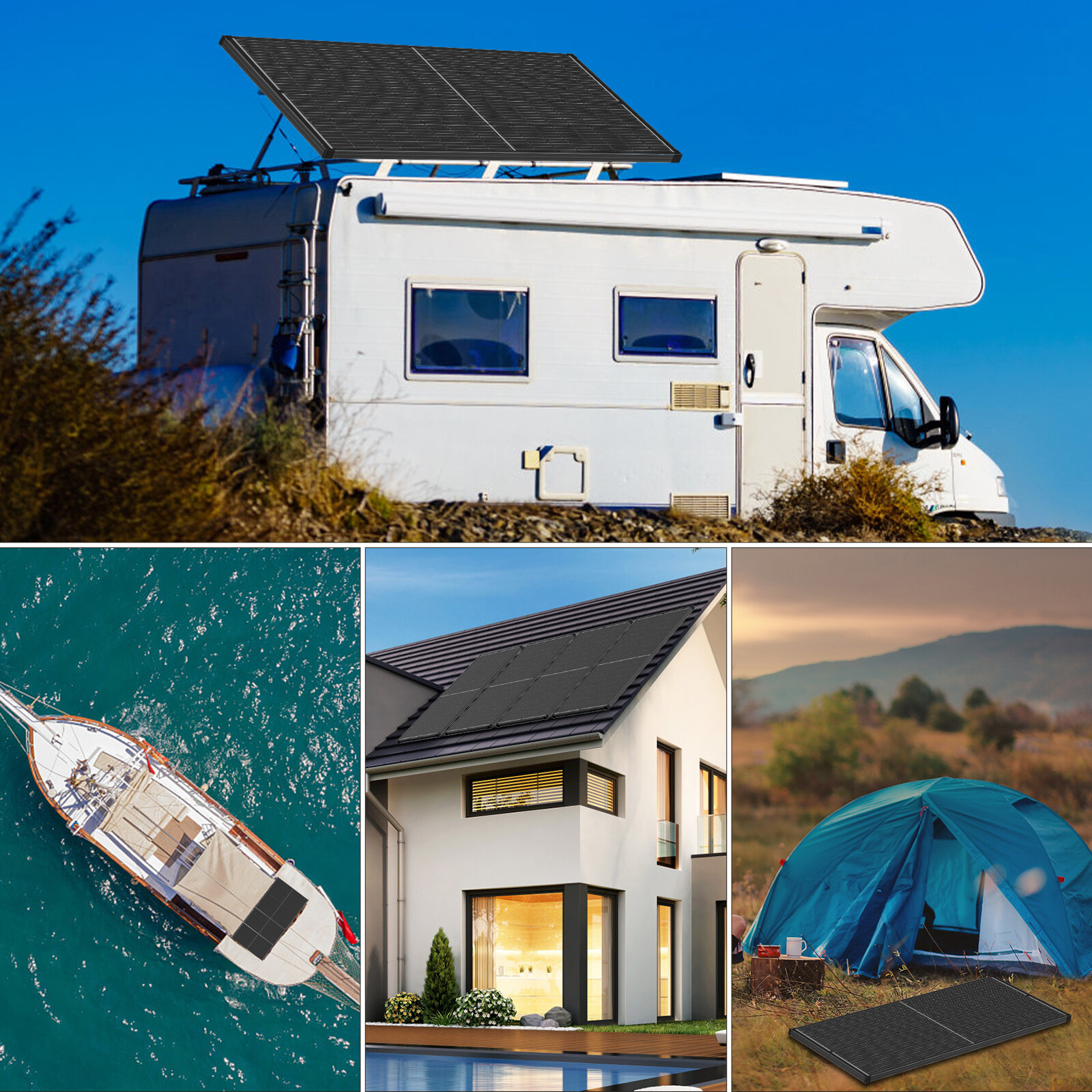 200W 400W 800W 1000W Watt Mono Solar Panel 12V Off-Grid Battery Charger RV Home