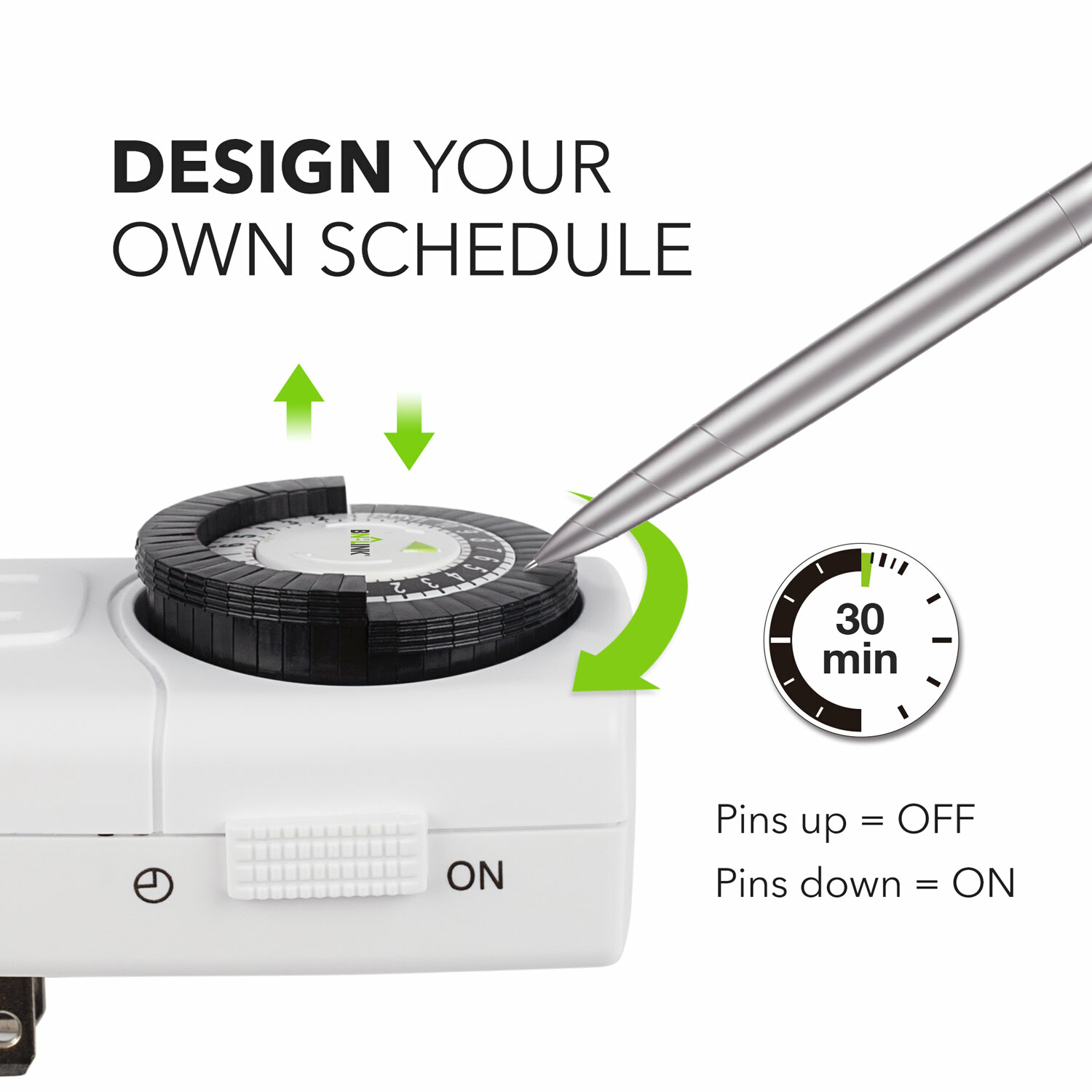 BN-LINK Indoor 24-Hour Mechanical Outlet Timer Plug Indoor 2 Pack 2or 3 Prong