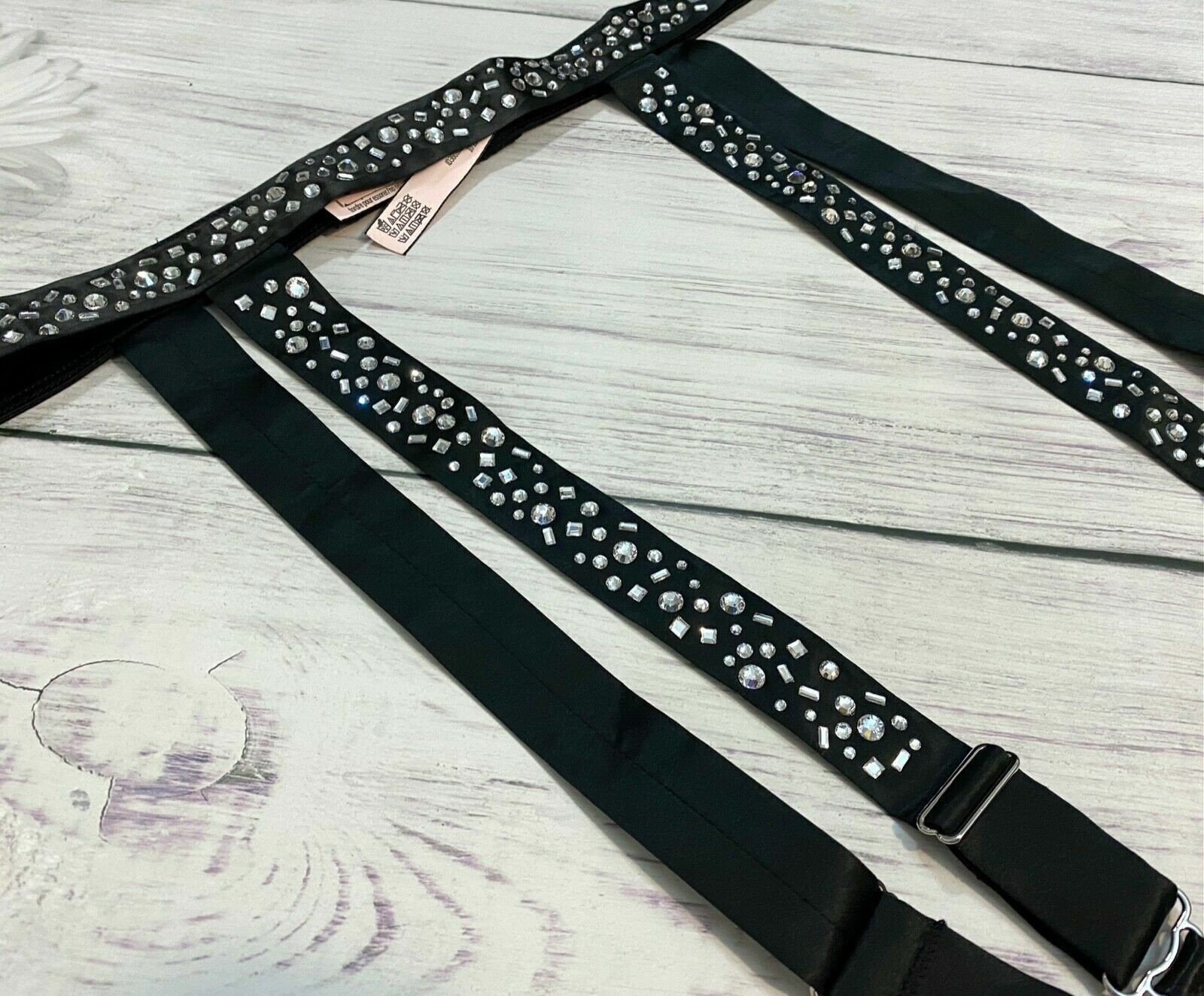 Victoria’s Secret Shine Strap Swarovski Crystal Rhinestone Garter Belt XS/S M/L