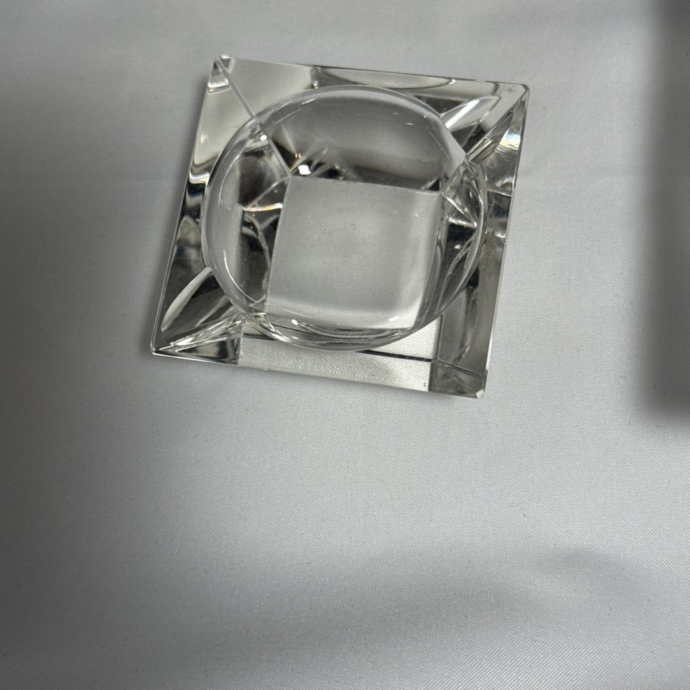 3- SQUARE CLEAR ASHTRAYS MCM 1 LARGE 2 SMALL