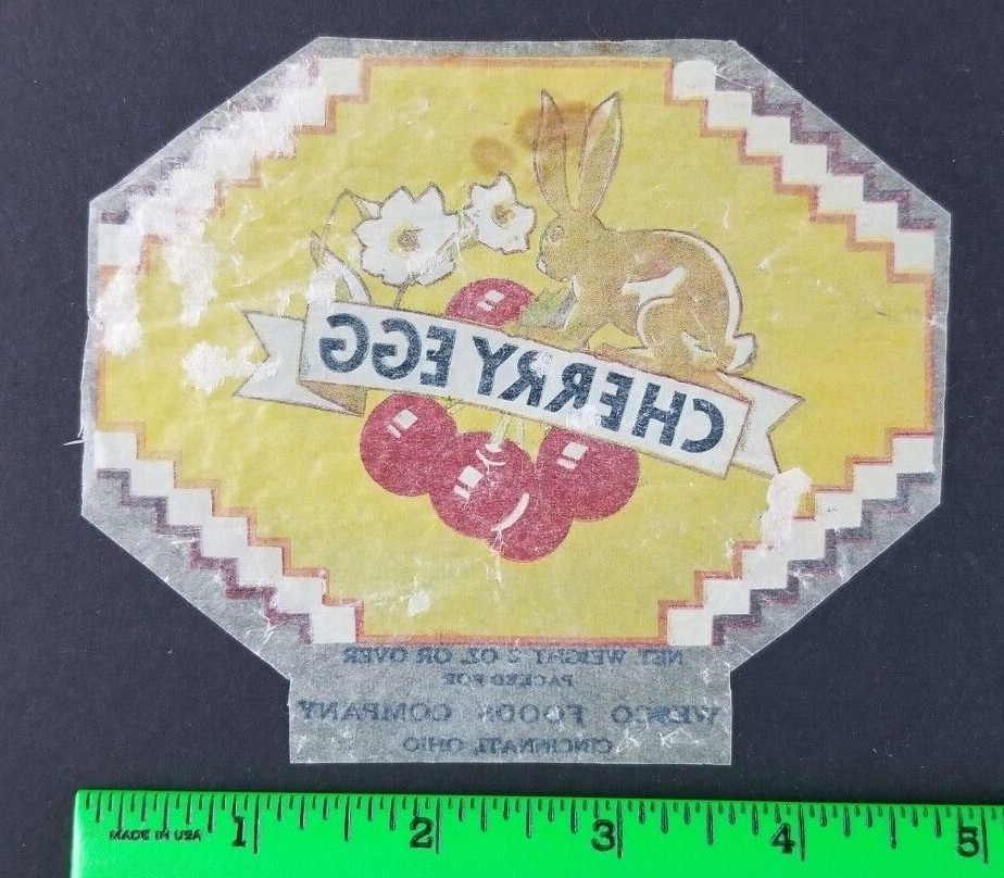Vintage 1930's Chocolate Cherry Egg EMPTY Trimmed Candy Wrapper