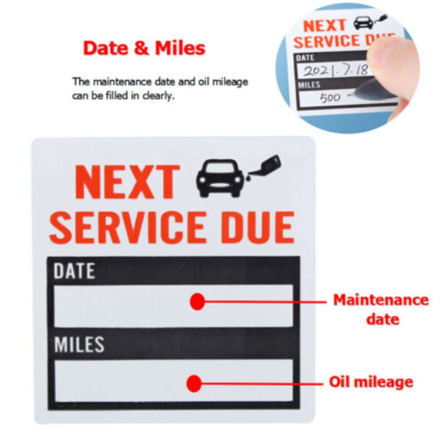 Oil Change Stickers Service Due Reminder White - 20 pcs