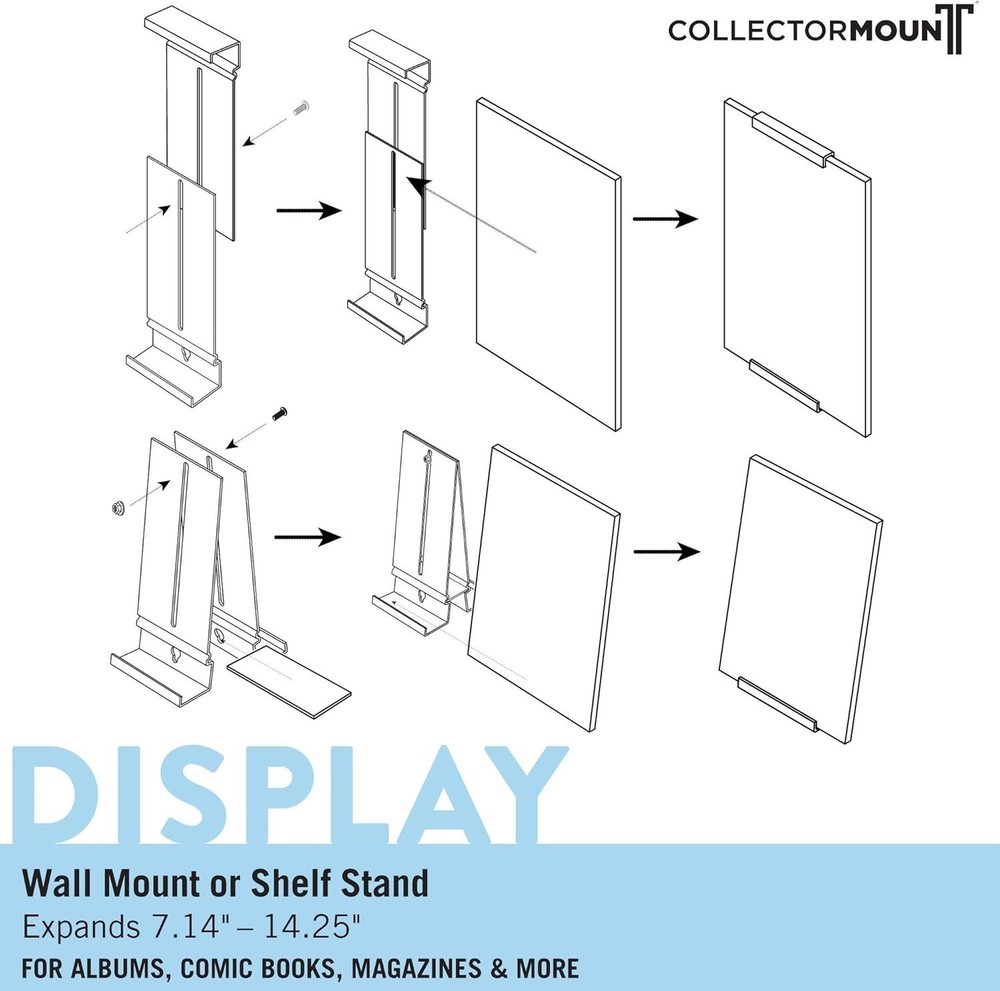 Invisible Comic Mount 5-Pack: Adjustable Display & Wall Shelf for Collectibles