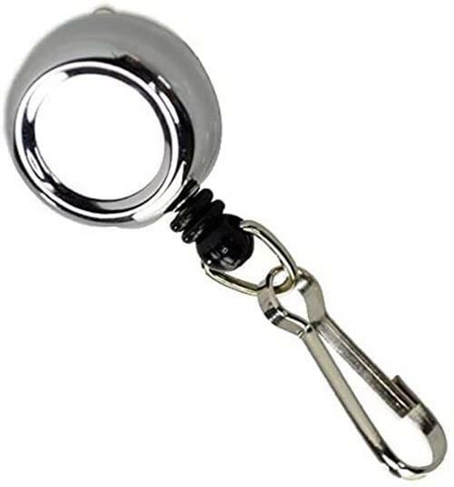 5 Pack - Mini Retractable Badge Reel - Key Chain Pull Clip ID Holder - 1" Silver