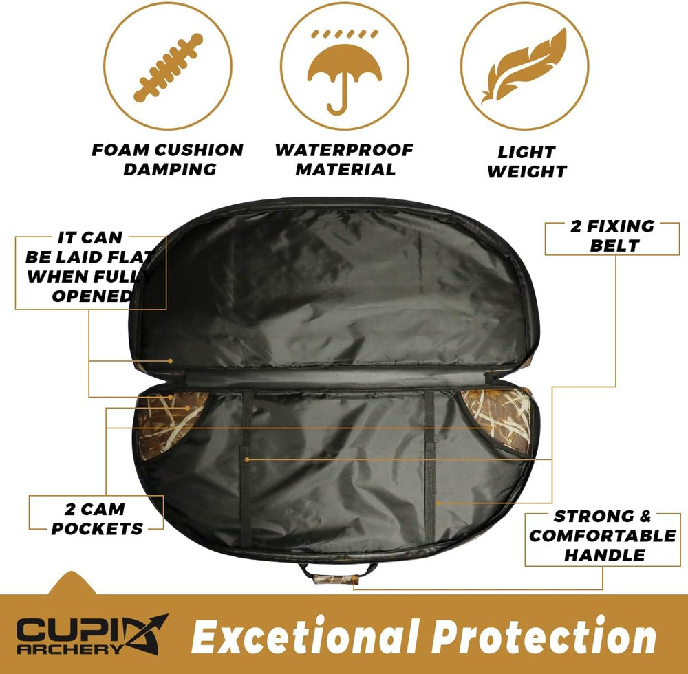 Compound Bow Case Soft Light-Weight Bow Bag with Arrow Pocket and Backpack Strap