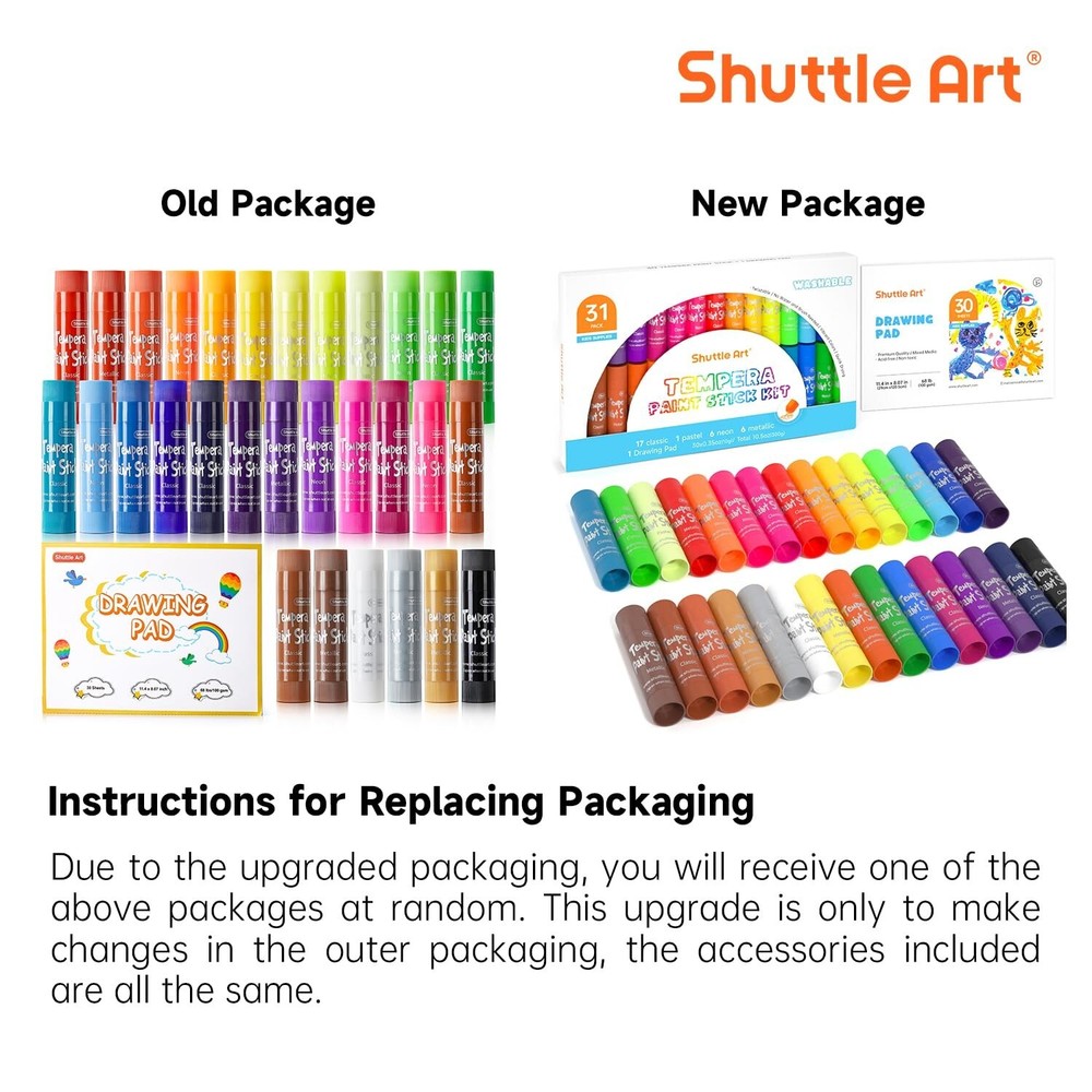 Tempera Paint Sticks, 30 Colors Solid Tempera Paint for Kids with 1 Drawing P...