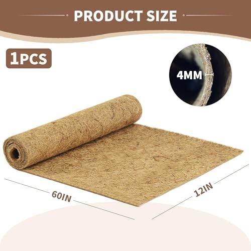 12X60 Inch Natural Coco Liner Roll, Coco Liners for Planters for Window Box