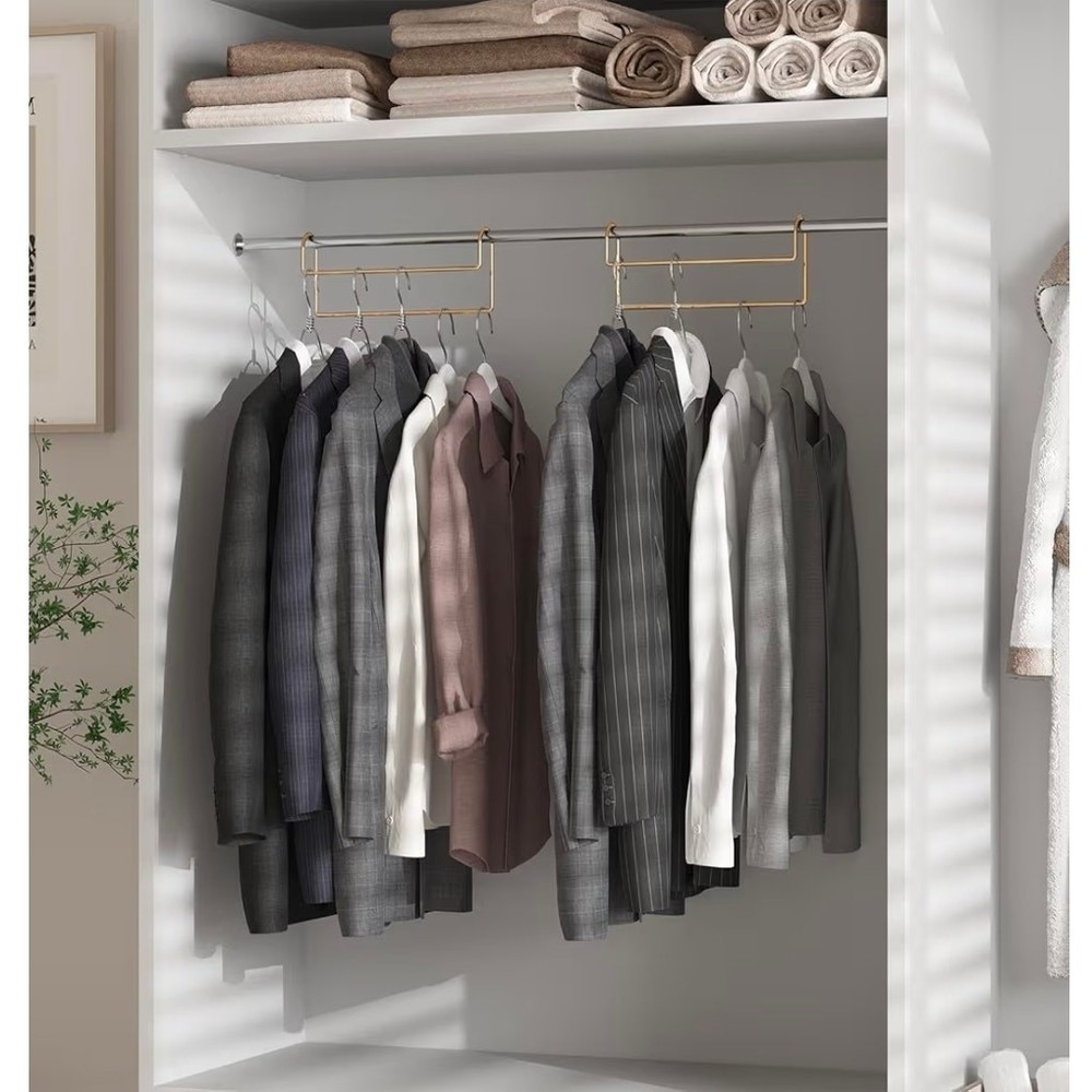 Space Saving Hangers for Clothes: 2 Pack 16 Inch 10 Hooks- Silver