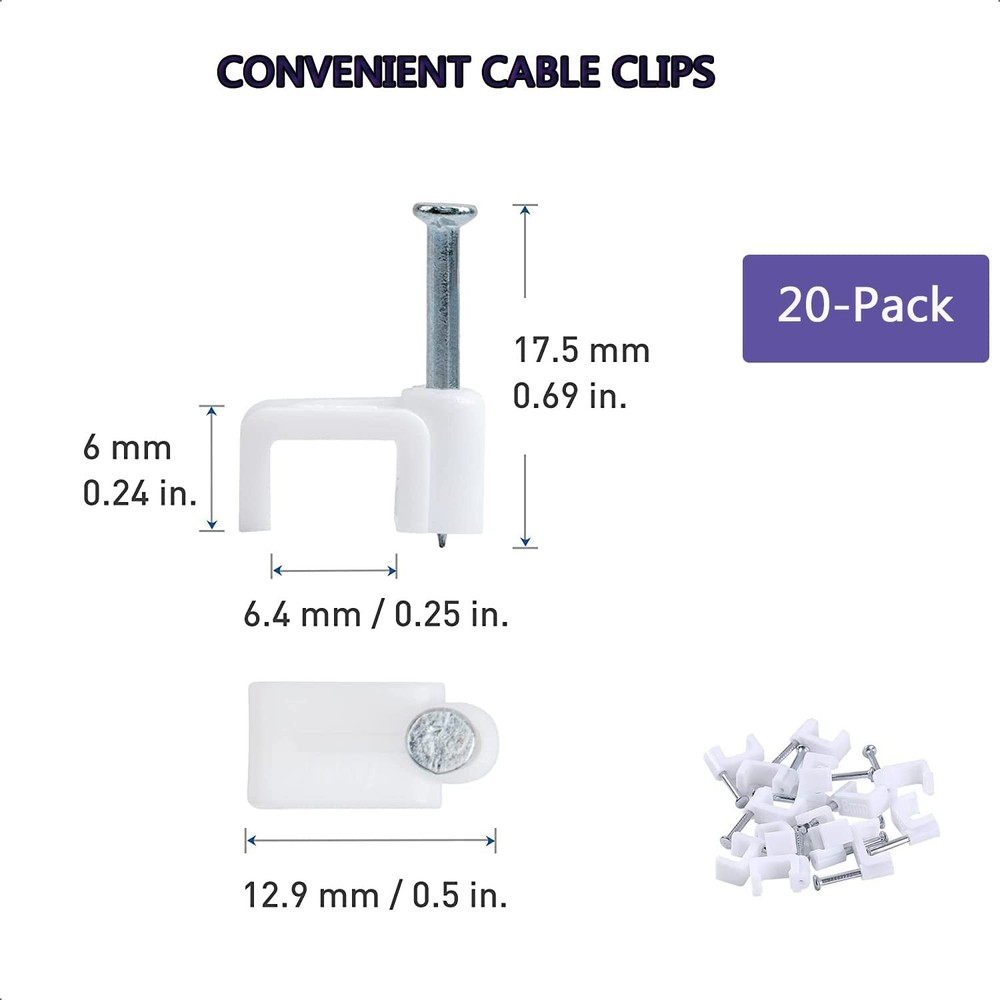 Cat 6 Ethernet Cable 50 ft White - Flat Internet Network LAN 50ft, white
