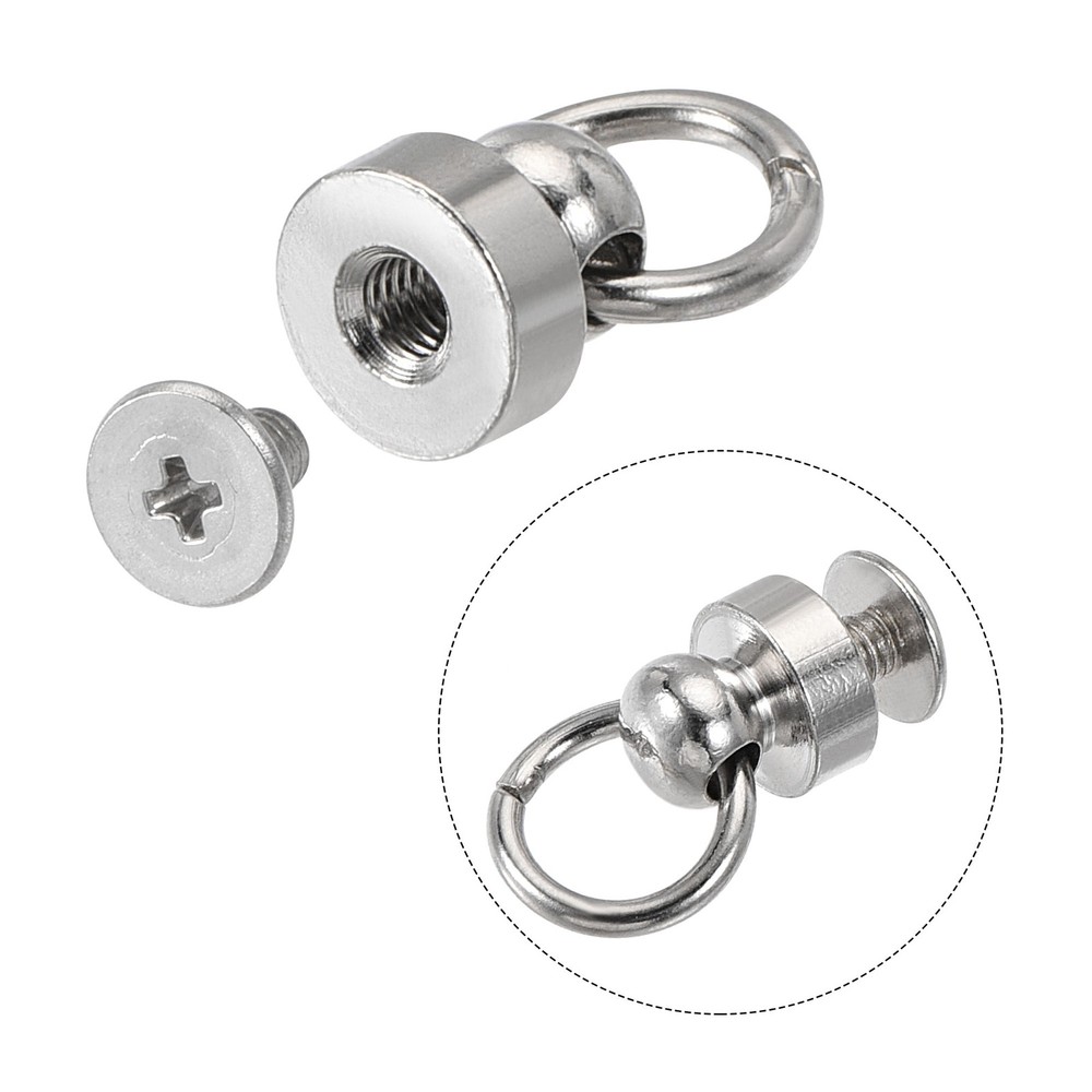 20pcs Pull Ring Rivets Studs Round Head 8x8mm for DIY Brass Silver Tone