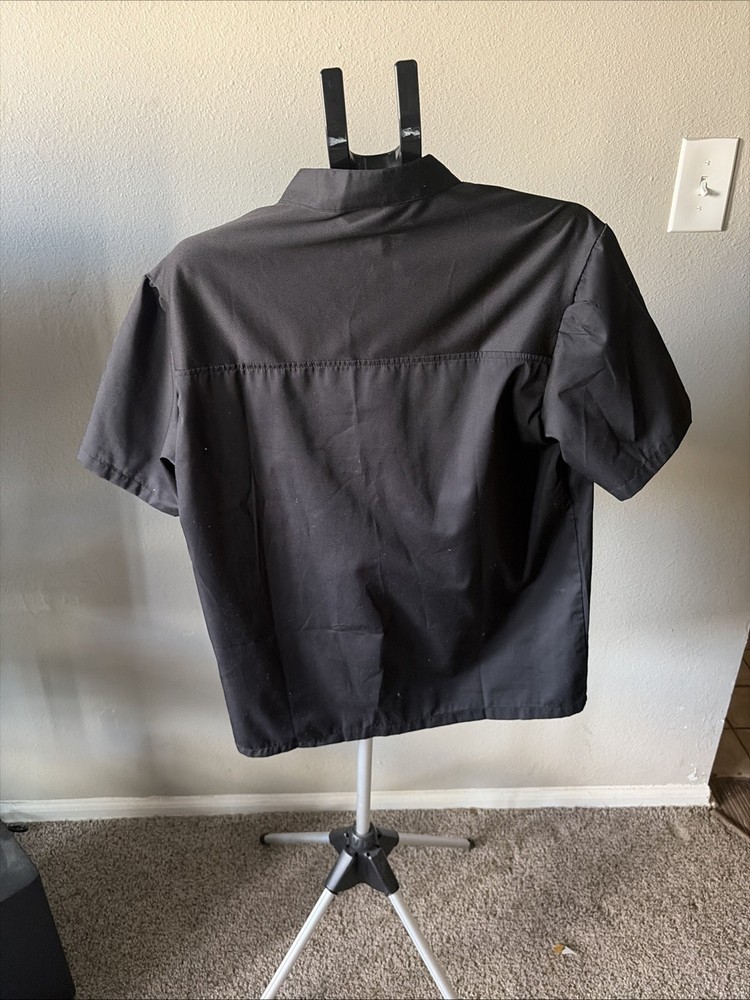Unisex Chef Coat Jacket Short Sleeve Black Restaurant Kitchen Work Uniform