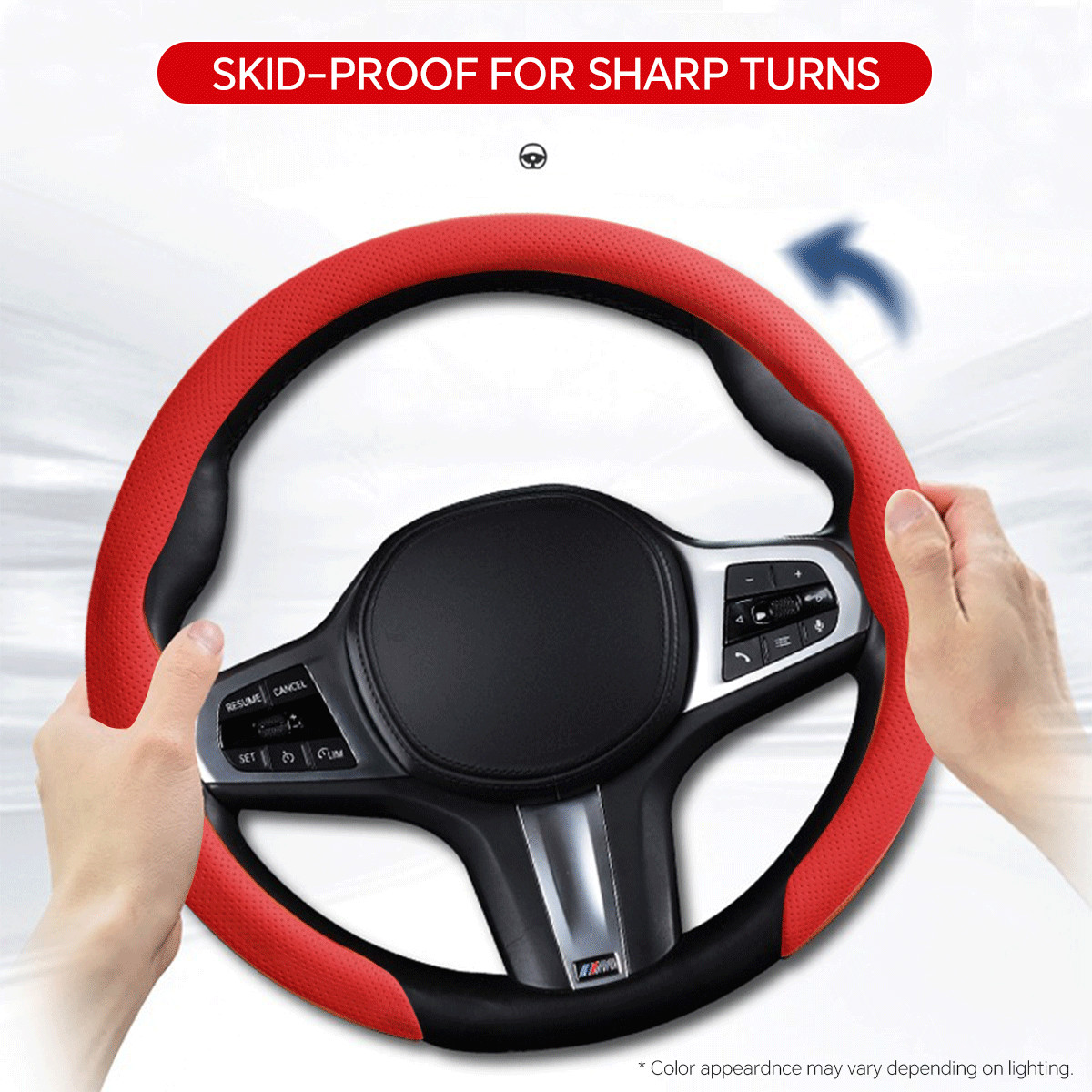 For Acura Red Steering Wheel Cover Ultra-thin Nappa Leather Breathable Anti-slip