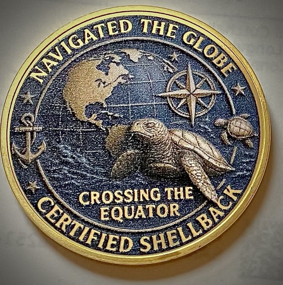 US Navy Shellback Challenge Coin-Gold Colored-Sea Turtle-New-USN