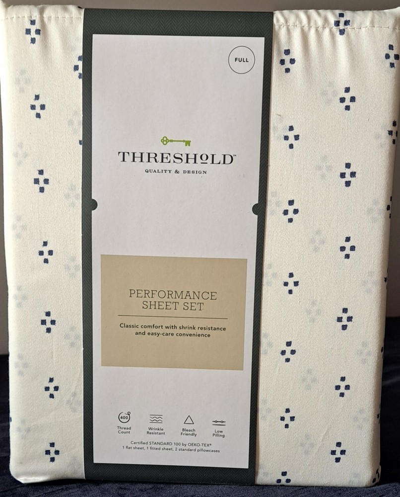 FULL SIZE SHEET SET 400 Thread Count Printed Performance  100% Cotton Threshold!