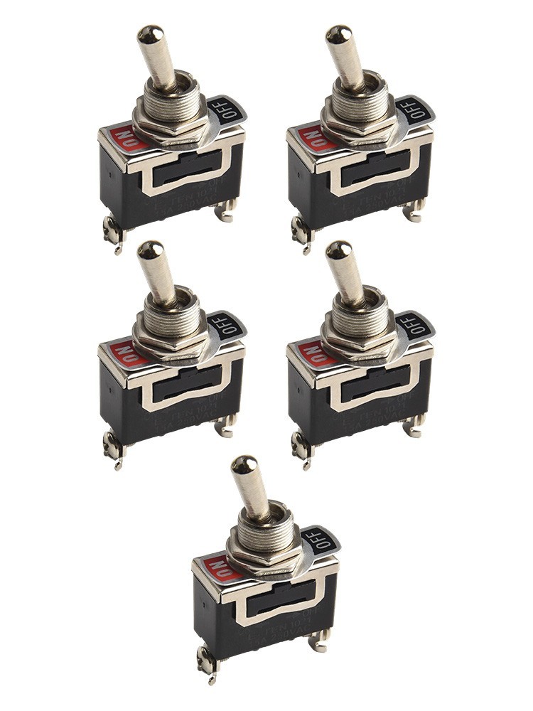Five Pack Waterproof On Off Metal Toggles Suitable for Electrical Projects