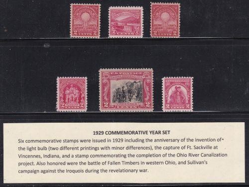 U S 1929 Commemorative Year Set (6 stamps) Mint Never Hinged