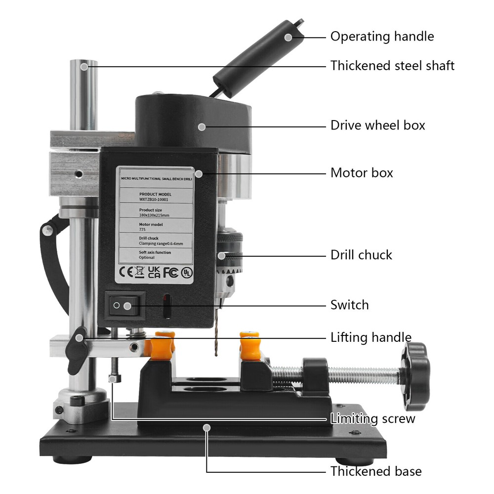 Mini Drill Press with Adjustable Speed | Lightweight Electric Bench Drill