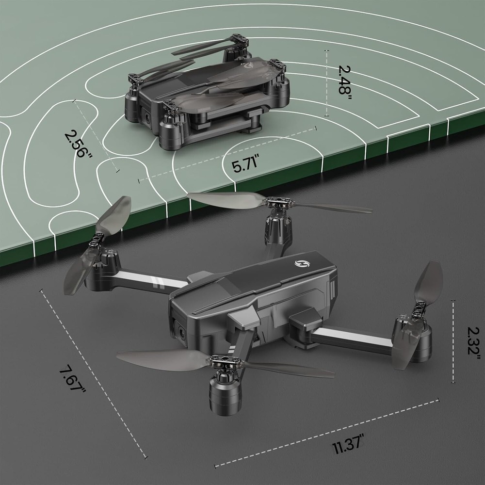 Foldable FPV Drone 1080P WiFi Camera, Long Battery, Auto Hover + Carrying Case