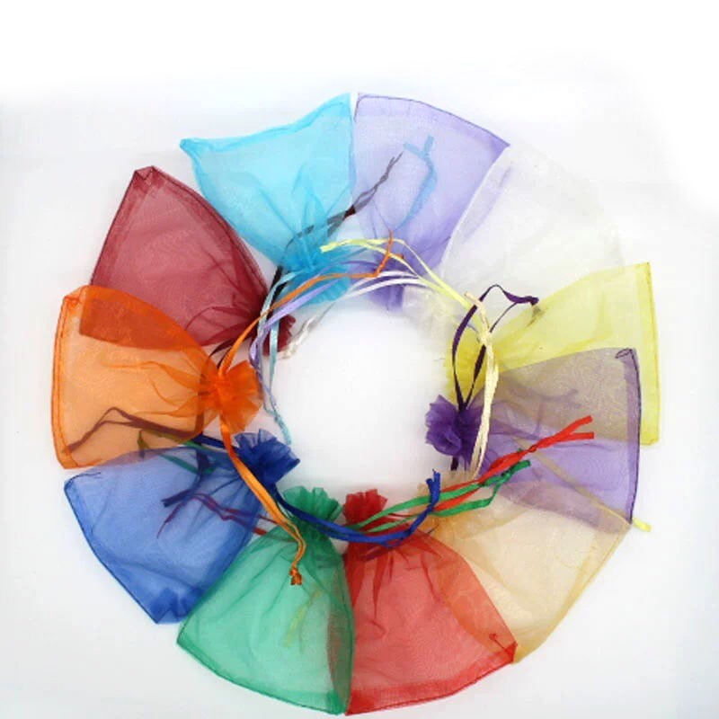 100pcs Drawstring Bags Multicolor Wedding Favor Bag Organza Gift Bag Pouch 4"x5"
