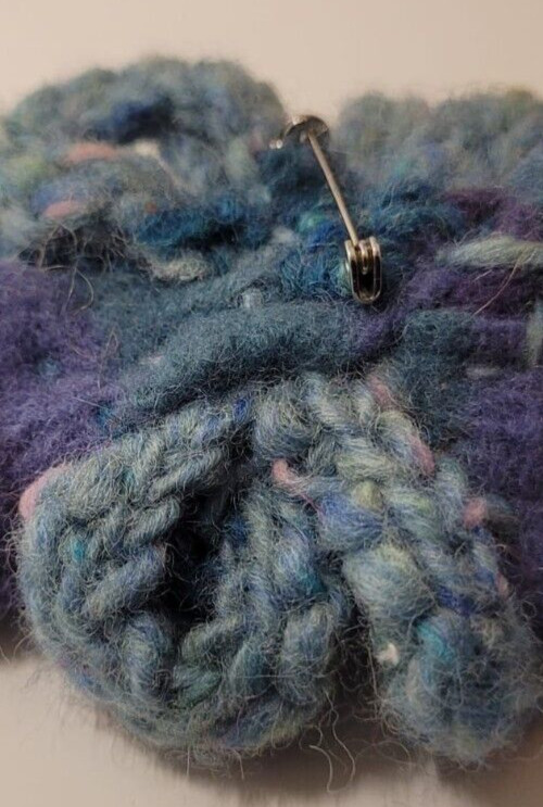 Beautiful blue flower wool and felt brooch