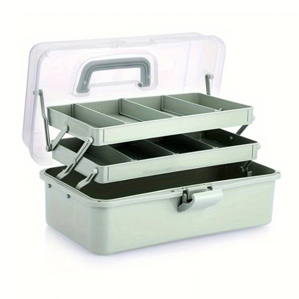 3-Layer Plastic Dividing Storage Box Craft Organizer and Storage with Adjustable
