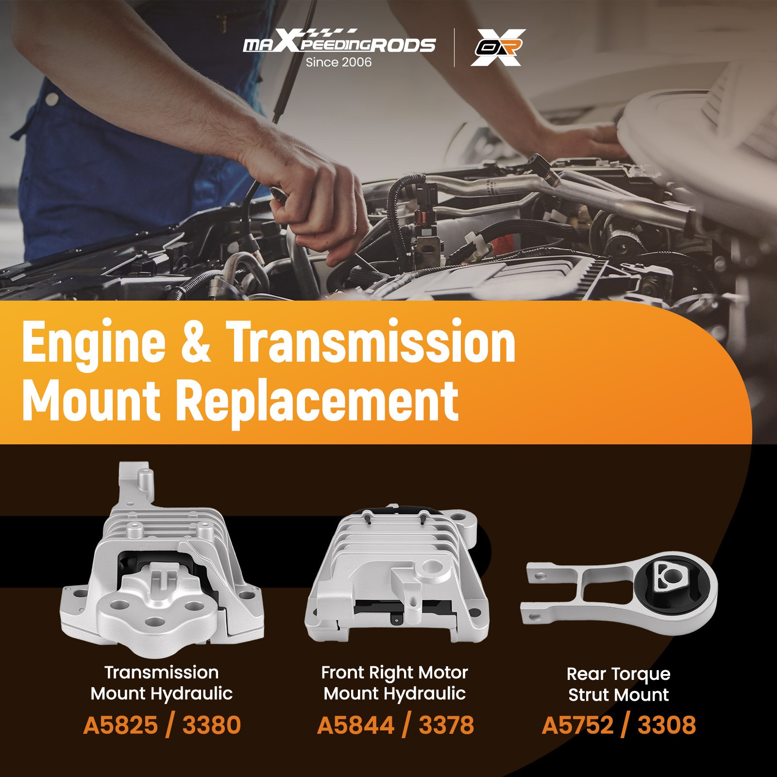 Engine Motor Mount Kit 3PCS For Chrysler 200 Jeep Cherokee 2014-2019 68192831AB