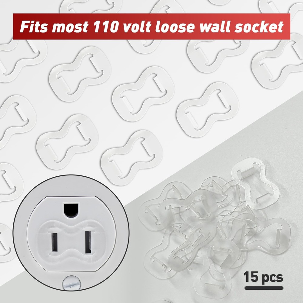 15-Pack Loose Outlet Fix Plug - Ensure Secure Connection 15-Pack, transparent