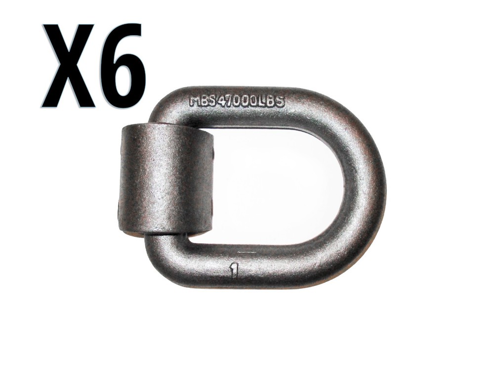 (6) 1" Weld On D Ring Attachment Point for Trailer Tie Down Cargo Control Link