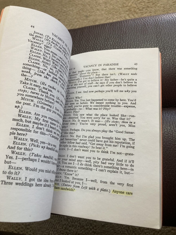 Script for VACENCY IN PARADICE A COMEDY IN THREE ACTS BY JOHN KIRKPATRICK