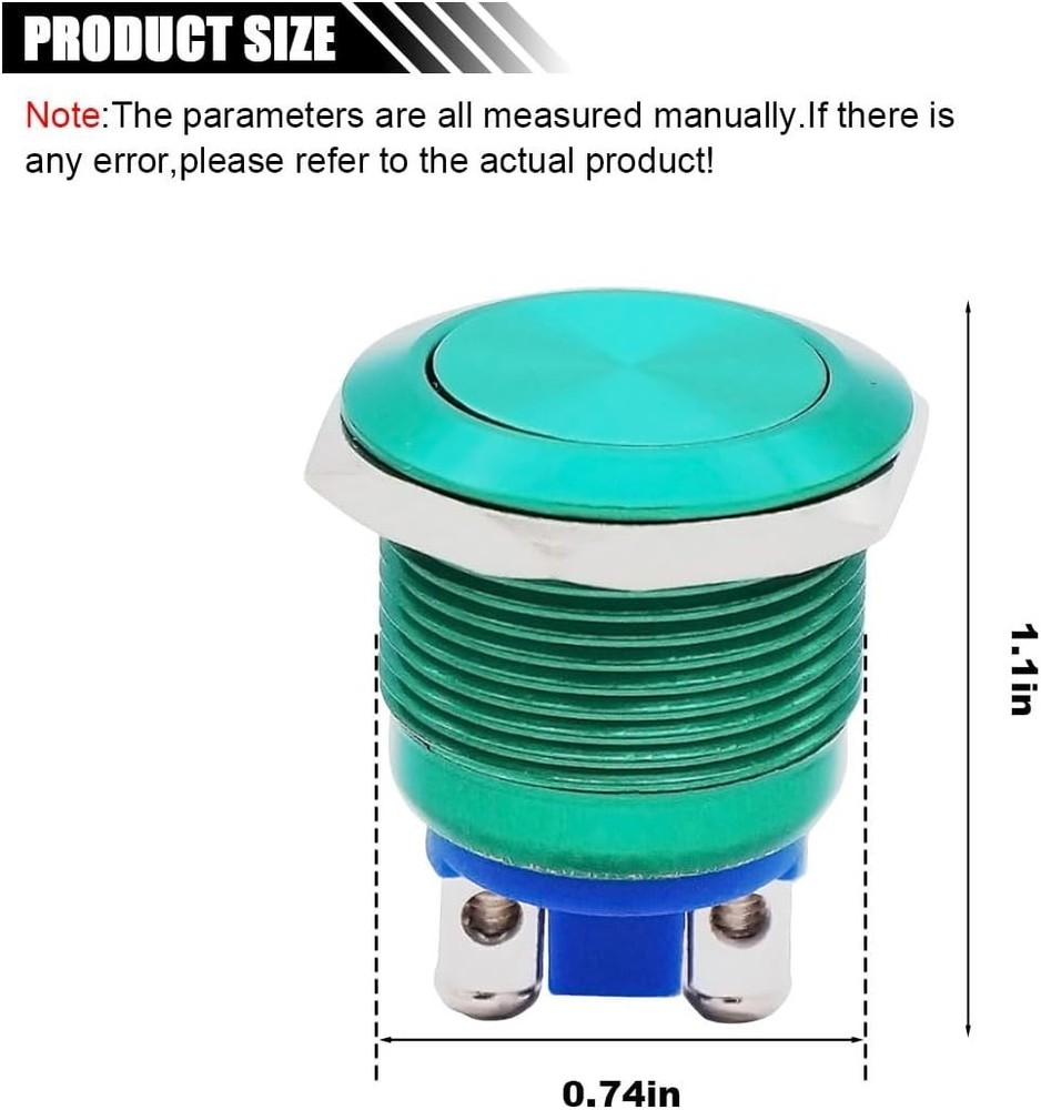 Durable Green Momentary Push Button Switch 250V AC - Ideal for DIY Projects